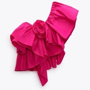 Zara fuchsia ruffle asymmetrical rosette top